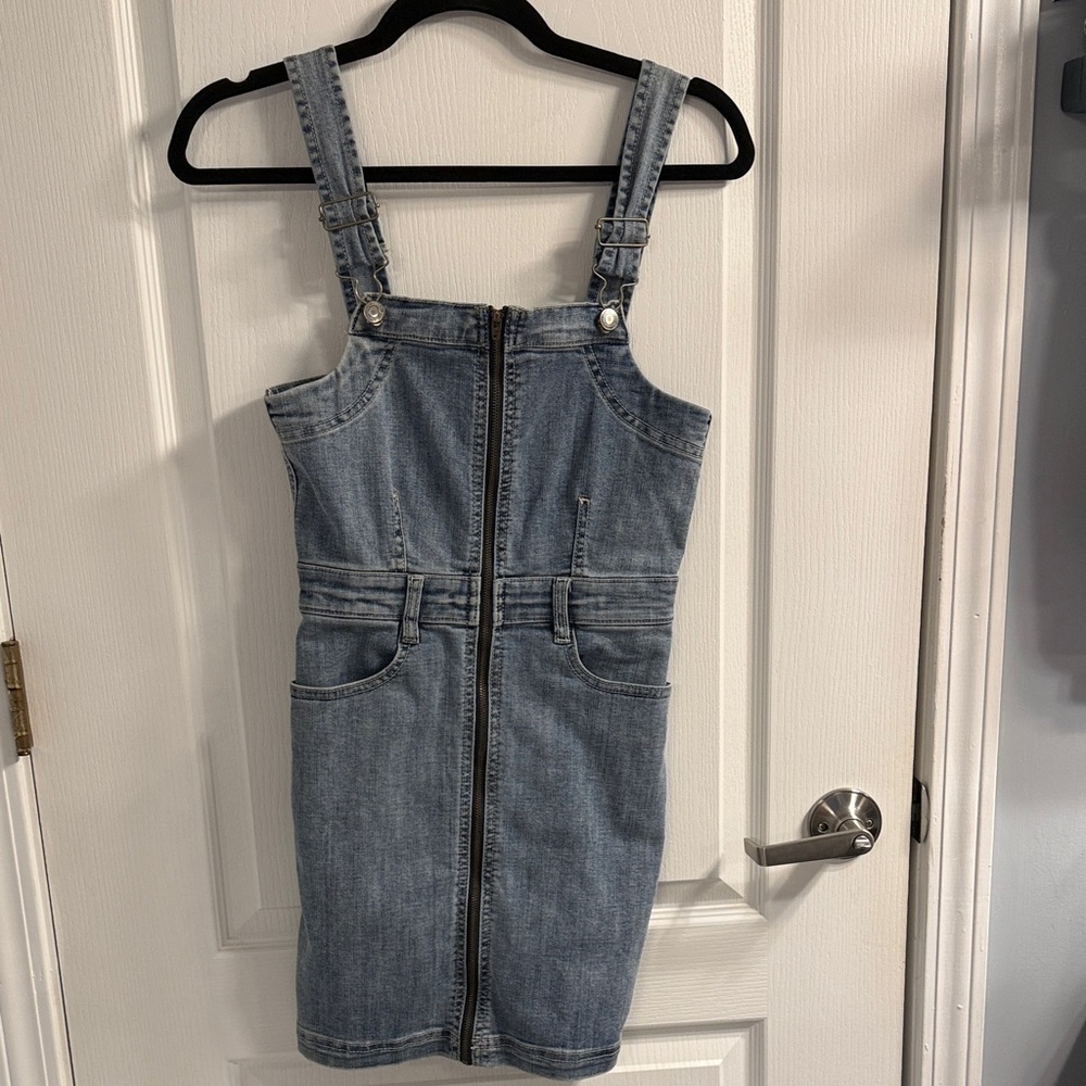 American Eagle Outfitters Blue Denim Zip Up Front Mini Dress